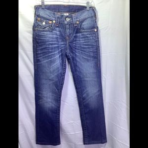 True Religion Men’s Section Straight Denim Blue Jeans Flap Pockets Sz 28 x 31